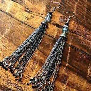 Shoulder Duster Chain & Crystal Earrings